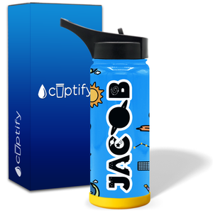 Personalized Outer Space 18oz Wide Mouth Kids Water Bottle