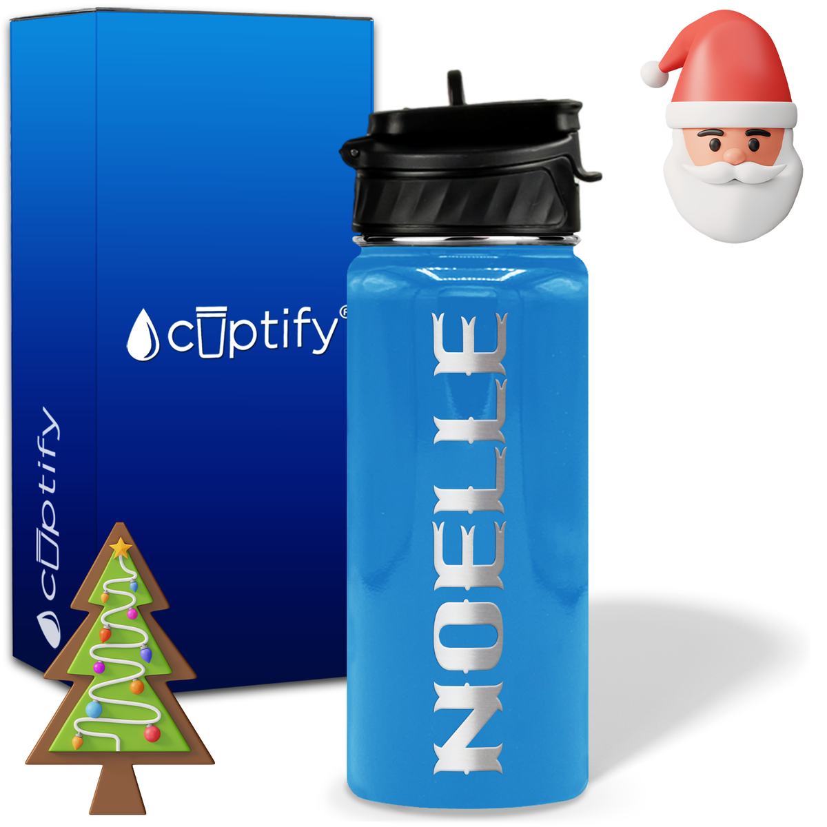 Personalized Claus Christmas on 18oz Custom Water Bottle