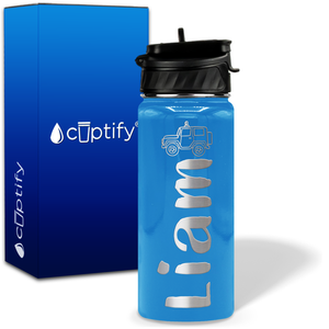 Personalized Jeep with Name and Icon on 18oz Wide Mouth Kids Water Bottle