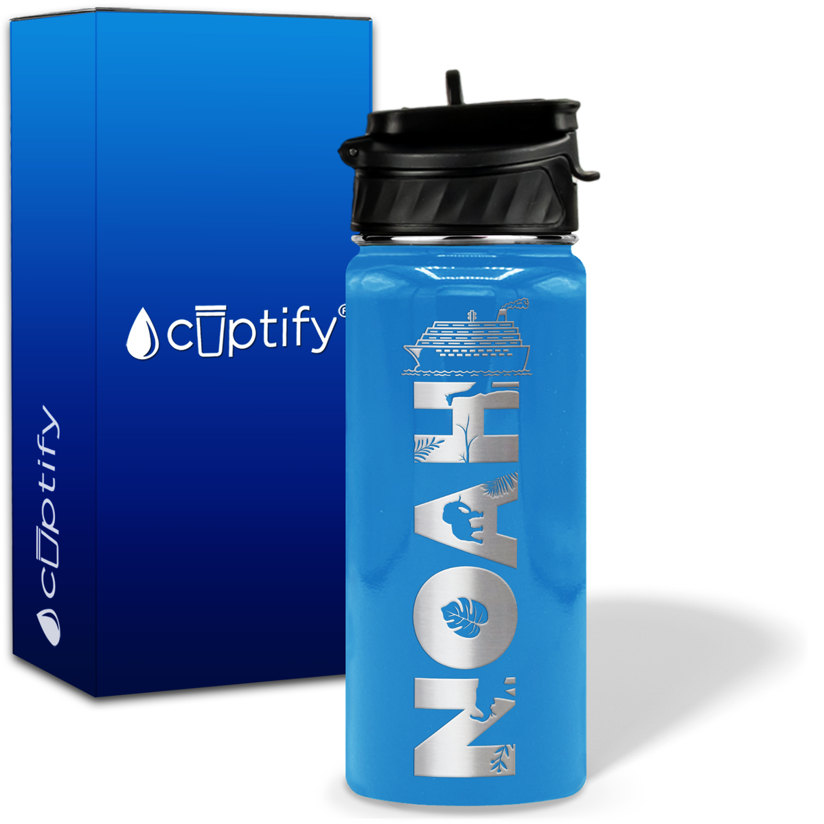 Personalized Ship with Name and Icon on 18oz Wide Mouth Kids Water Bottle