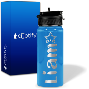 Personalized Star with Name and Icon on 18oz Wide Mouth Kids Water Bottle