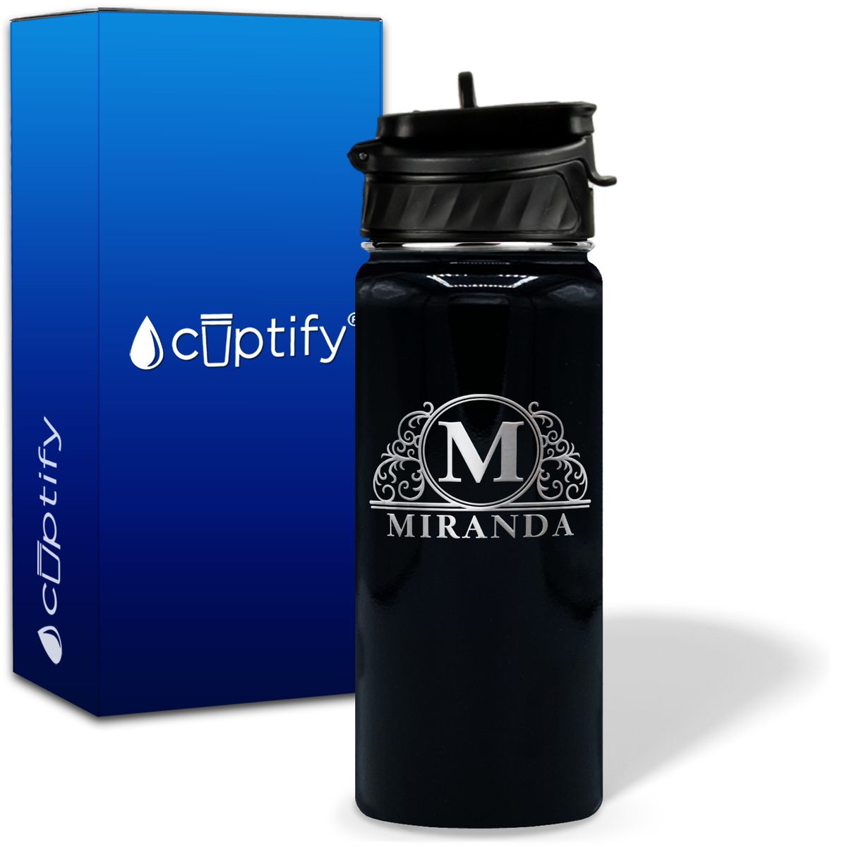 Personalized Elaborate Circle on 18oz Water Bottle
