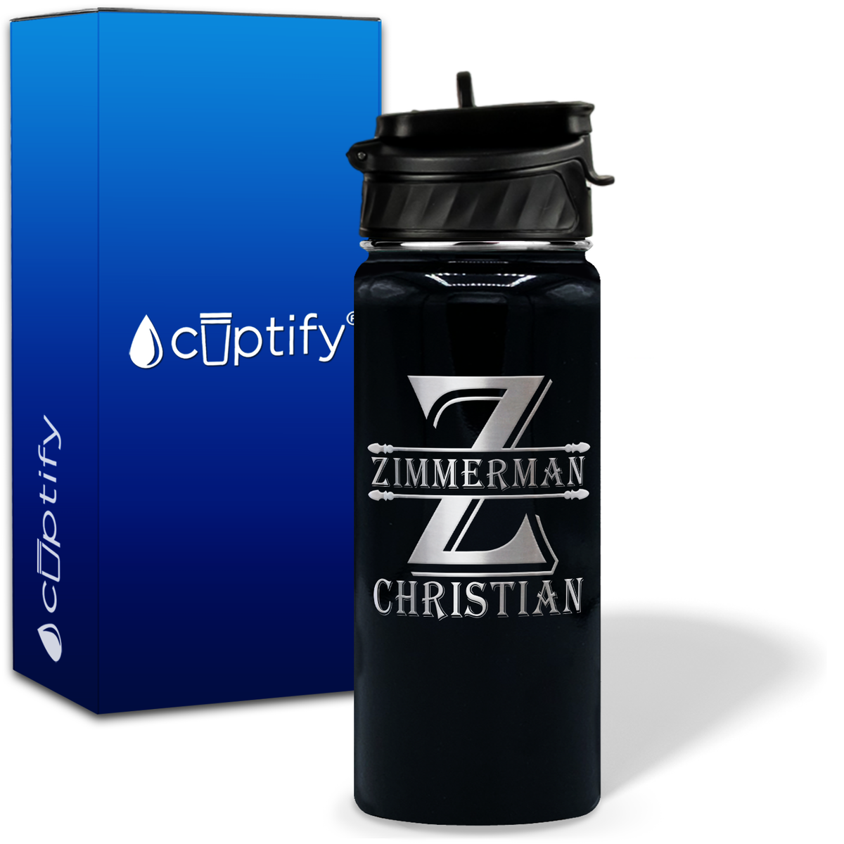 Initial Block on 18oz Personalized Water Bottle