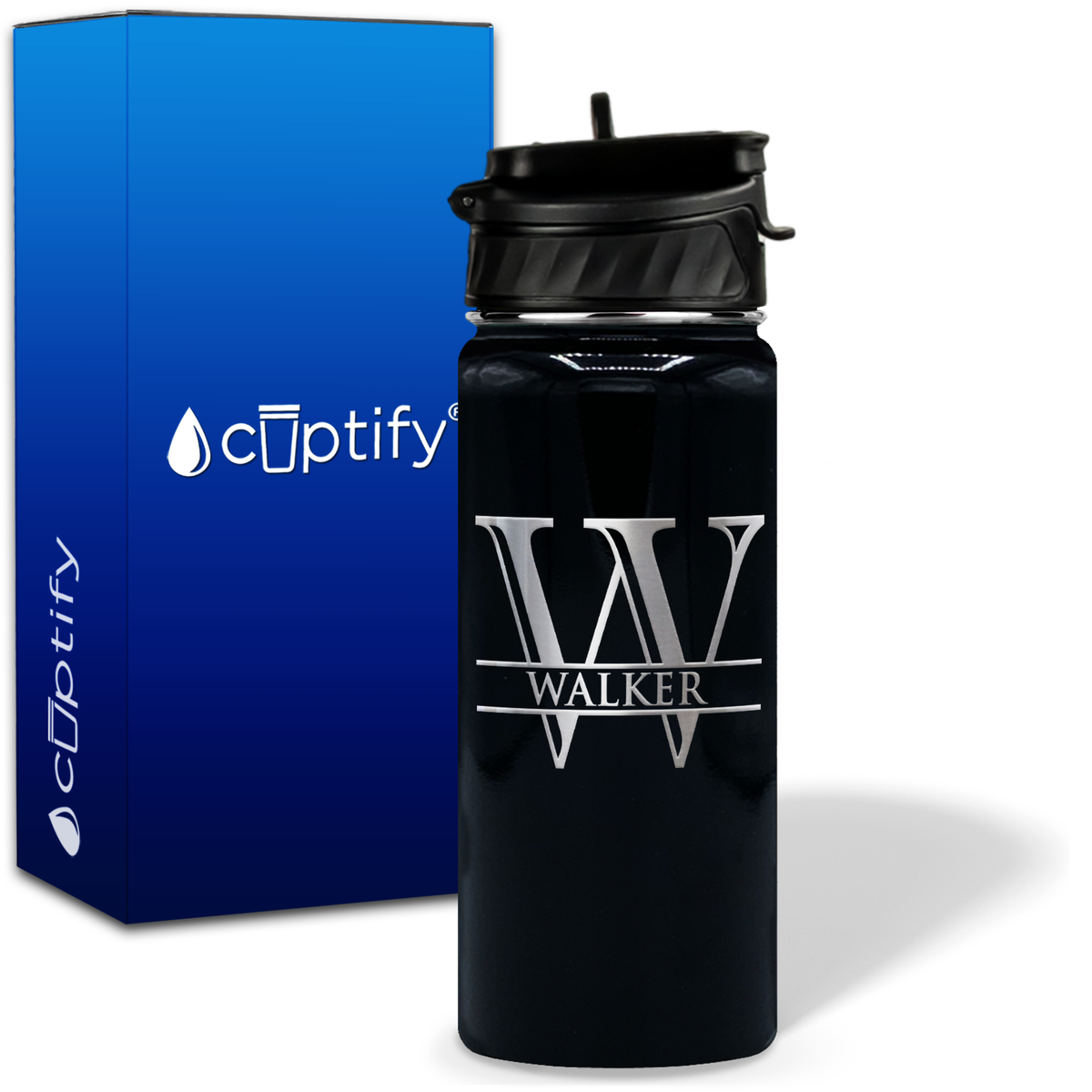 Split Script Monogram Personalized 18oz Water Bottle