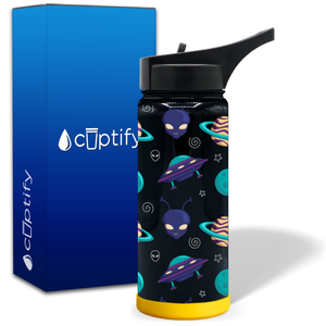 Personalized Aliens and UFOs 18oz Wide Mouth Kids Water Bottle