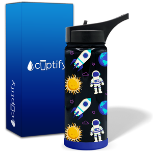 Personalized Space Astronauts 18oz Wide Mouth Kids Water Bottle