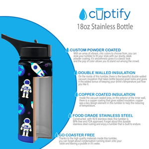 Personalized Space Astronauts 18oz Wide Mouth Kids Water Bottle