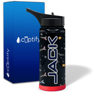 Personalized Space Fighter Ships 18oz Wide Mouth Kids Water Bottle