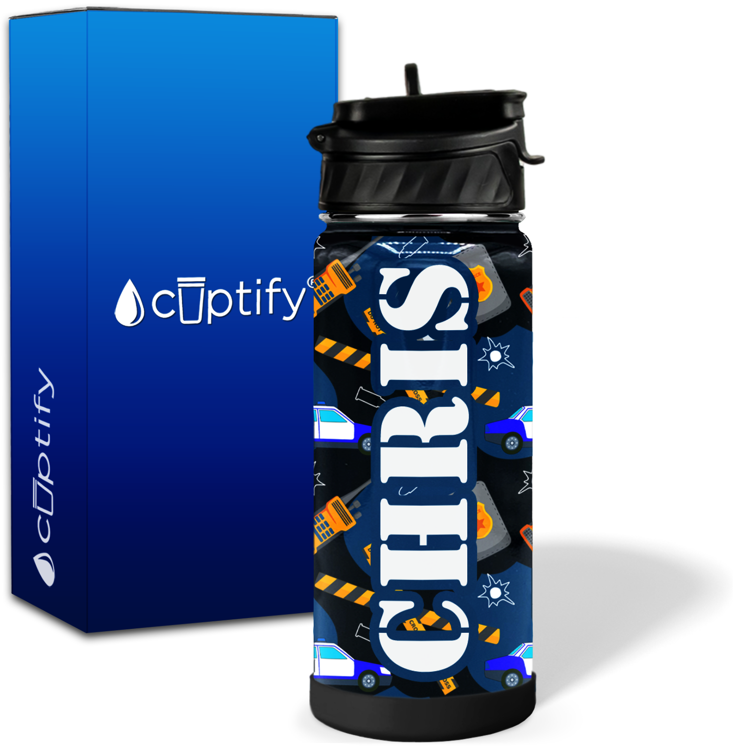 Personalized Police 18oz Wide Mouth Kids Water Bottle