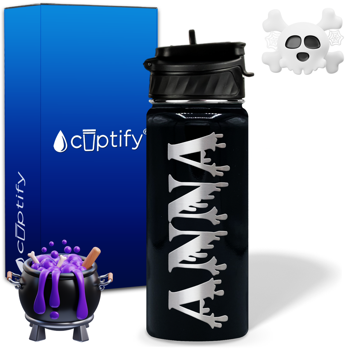 Personalized Bloody on Halloween 18oz Water Bottle