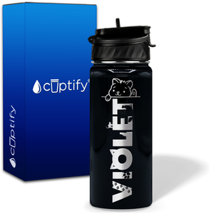 Personalized Cat Waving with Name and Icon on 18oz Wide Mouth Kids Water Bottle