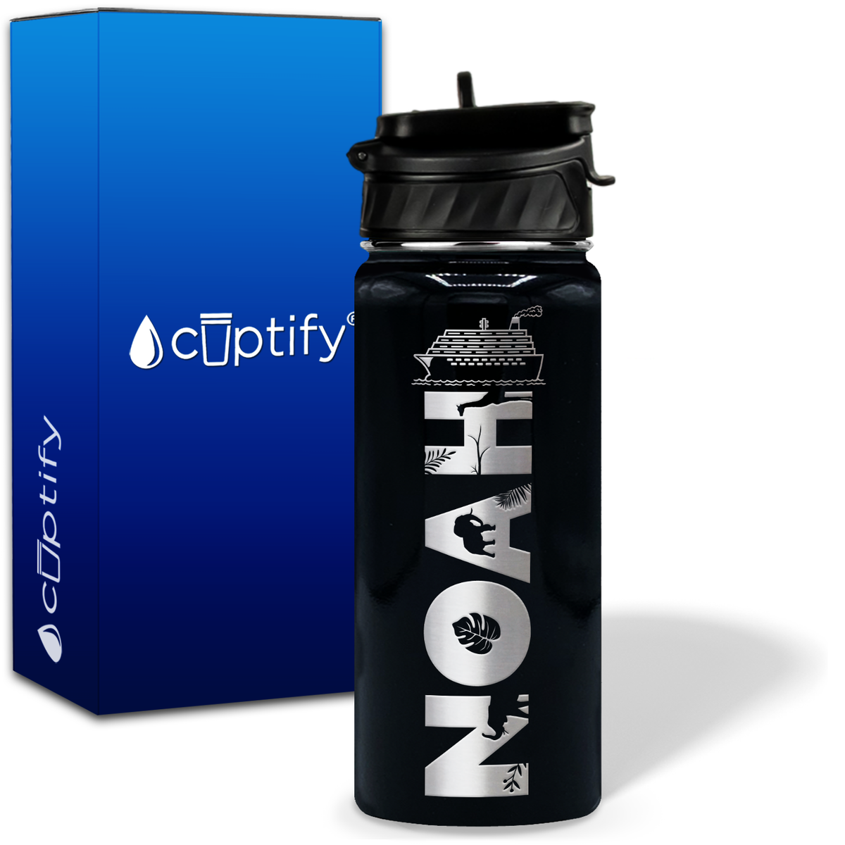 Personalized Ship with Name and Icon on 18oz Wide Mouth Kids Water Bottle