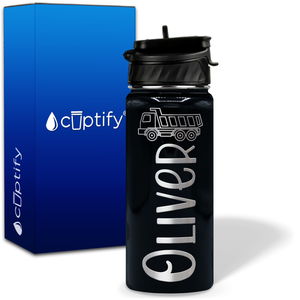 Personalized Truck with Name and Icon on 18oz Wide Mouth Kids Water Bottle