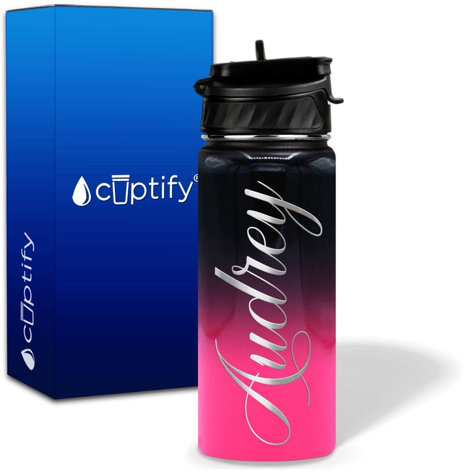 Personalized Audrey Style on 18oz Water Bottle