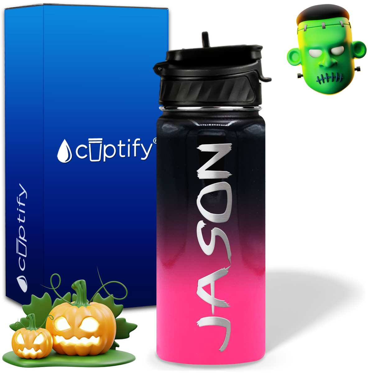 Personalized Scary Halloween Font on 18oz Wide Mouth