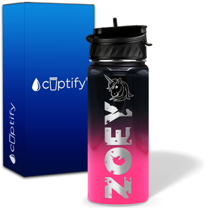 Personalized Unicorn with Name and Icon on 18oz Wide Mouth Kids Water Bottle