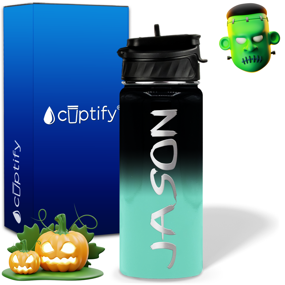 Personalized Scary Halloween Font on 18oz Wide Mouth