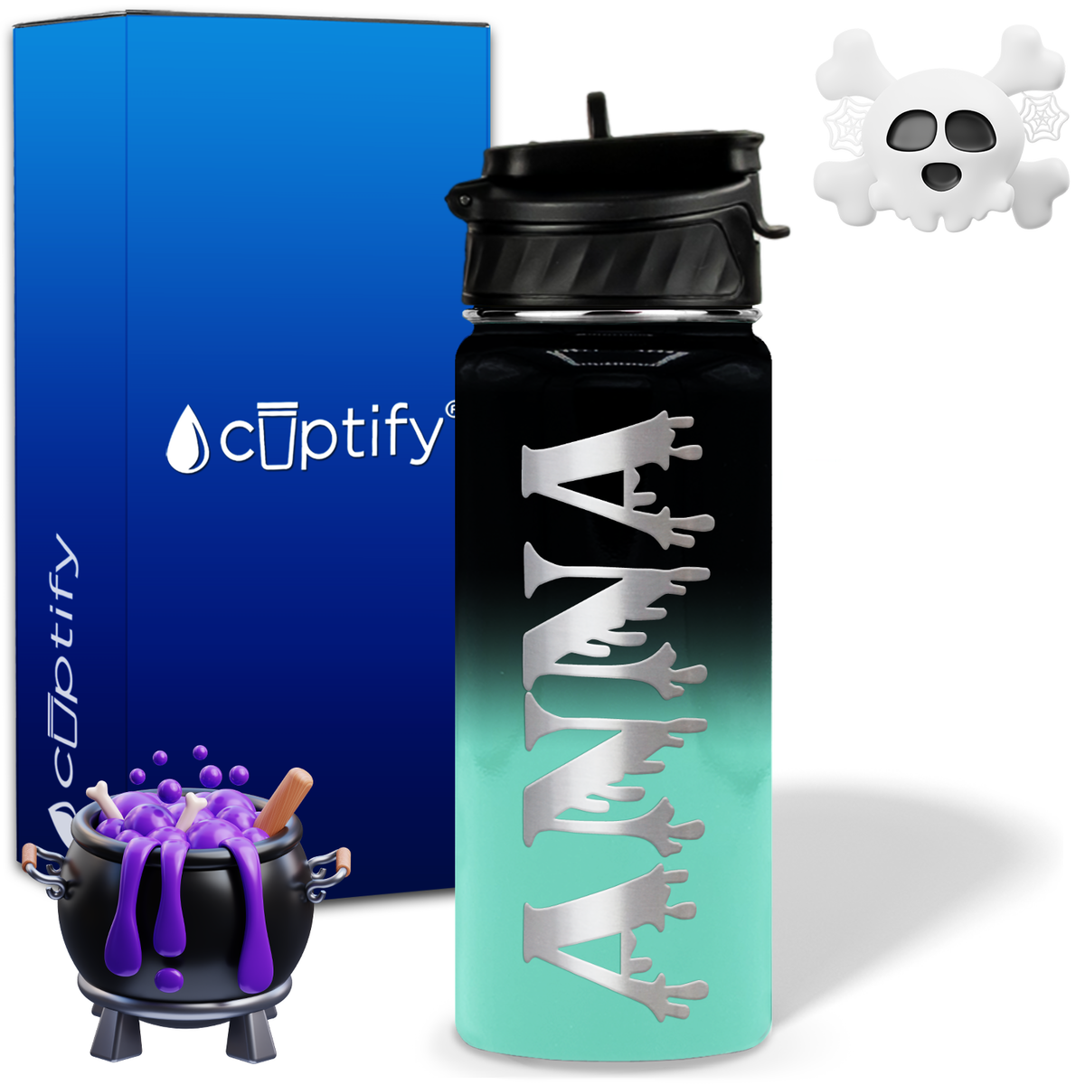 Personalized Bloody on Halloween 18oz Water Bottle