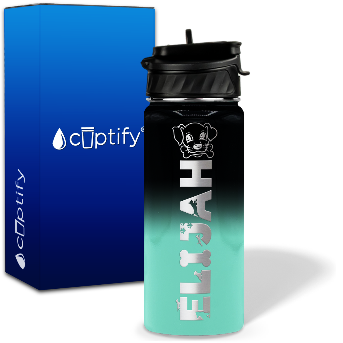 Personalized Dog with Name and Icon on 18oz Wide Mouth Kids Water Bottle