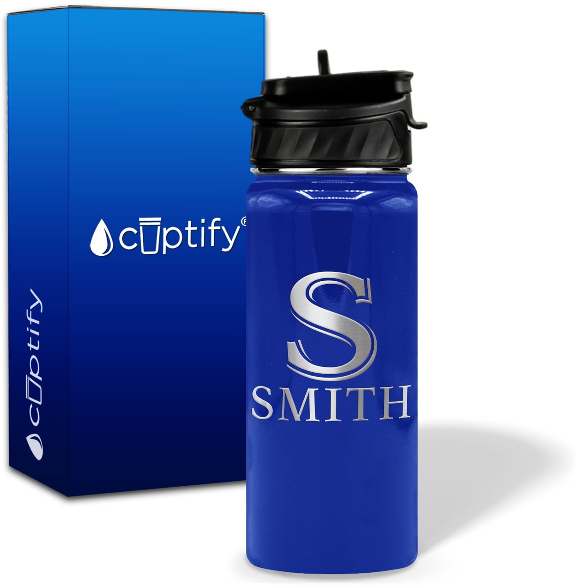 Personalized Monogram Initial and Name on 18oz Water Bottle