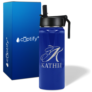 Personalized Script Initial and Name on 18oz Wide Mouth Bottle