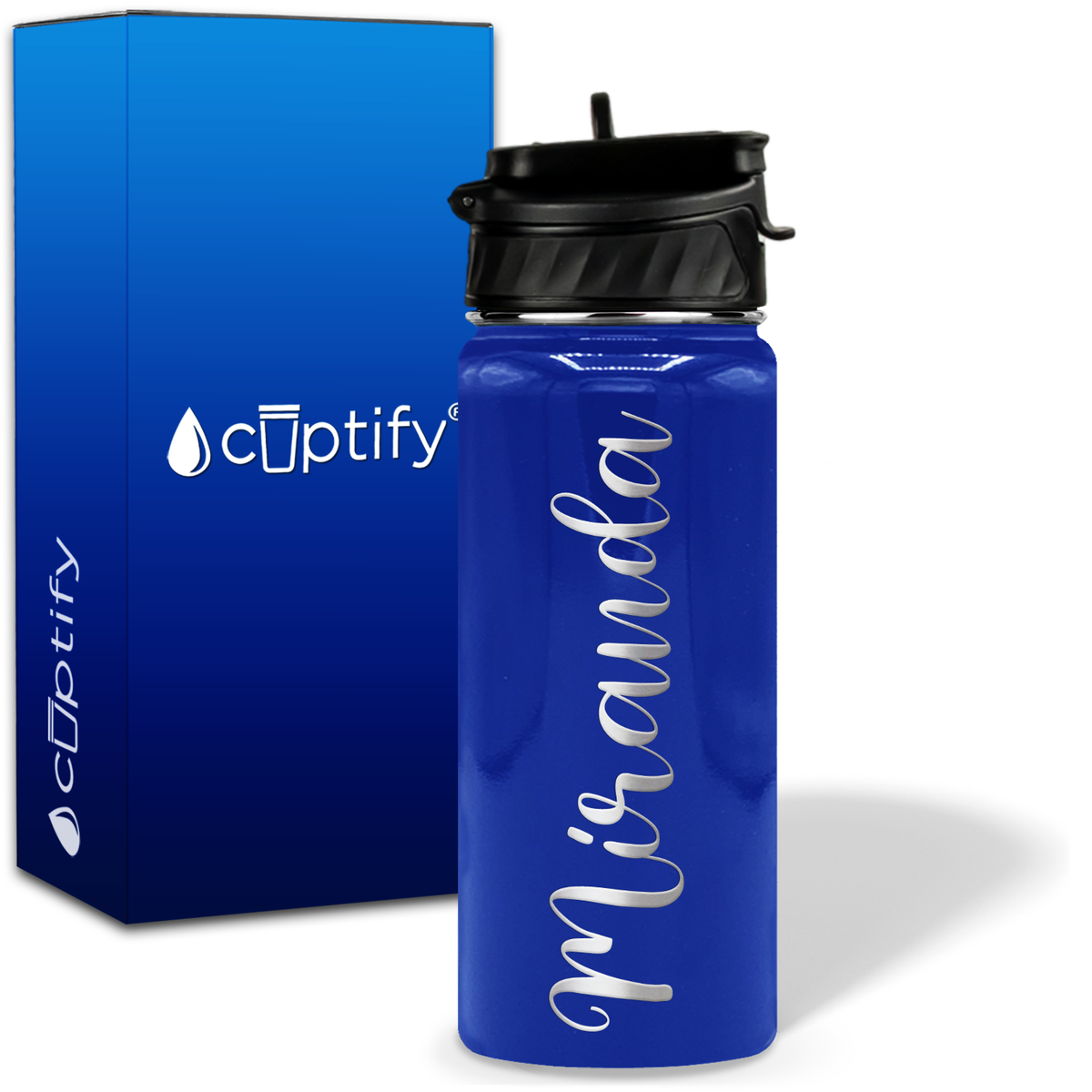 Personalized Miranda Style on 18oz Water Bottle