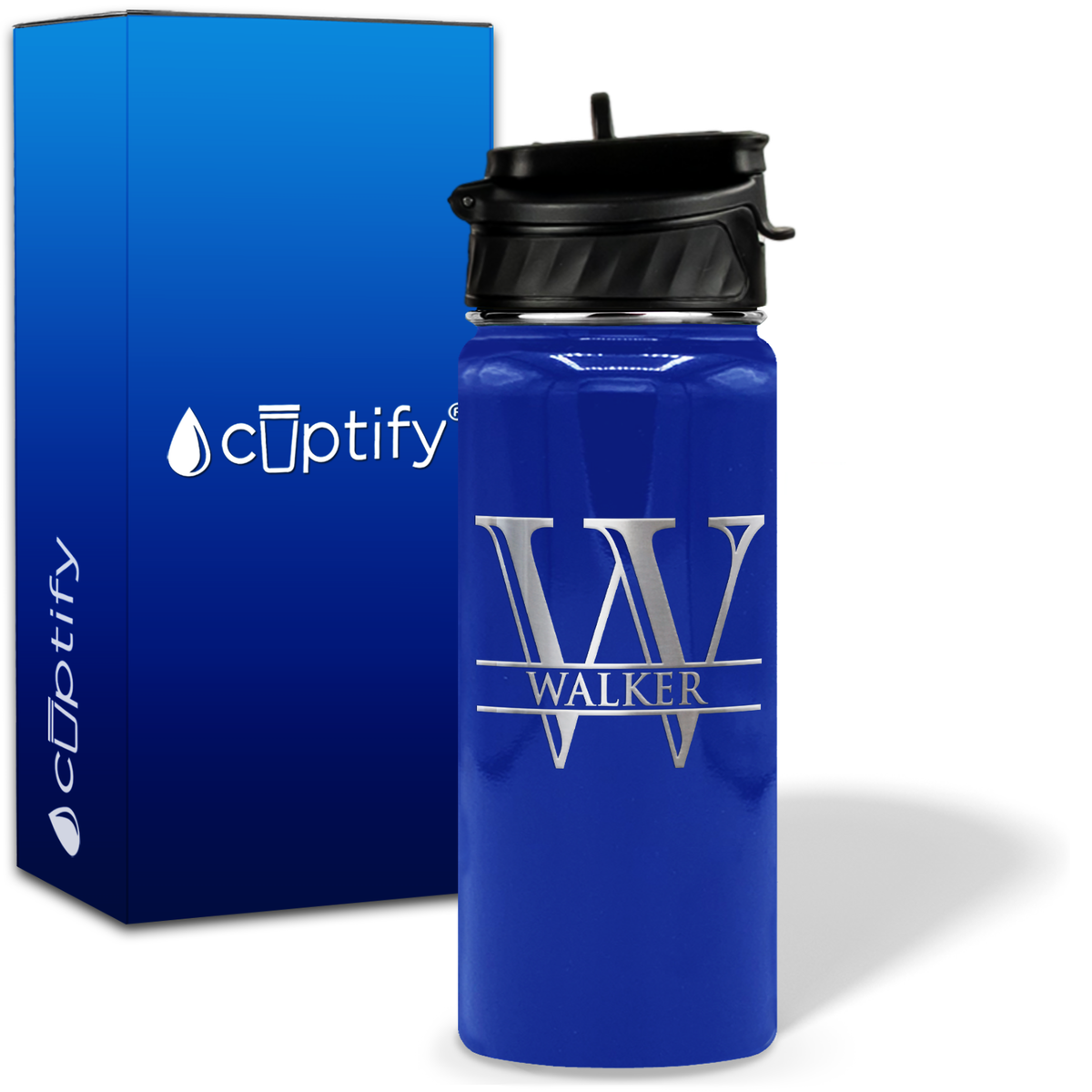 Split Script Monogram Personalized 18oz Water Bottle