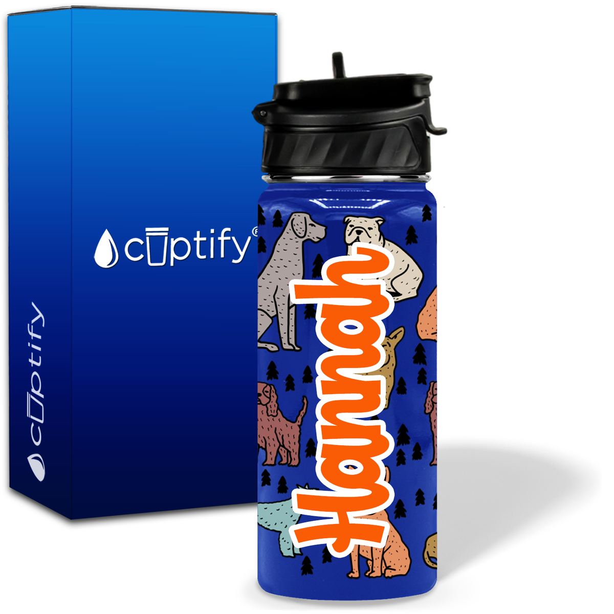 Dogs 18oz Personalized Kids Water Bottle