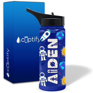 Personalized Space Astronauts 18oz Wide Mouth Kids Water Bottle