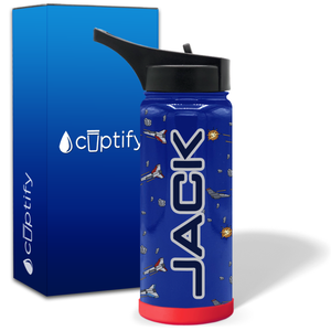 Personalized Space Fighter Ships 18oz Wide Mouth Kids Water Bottle
