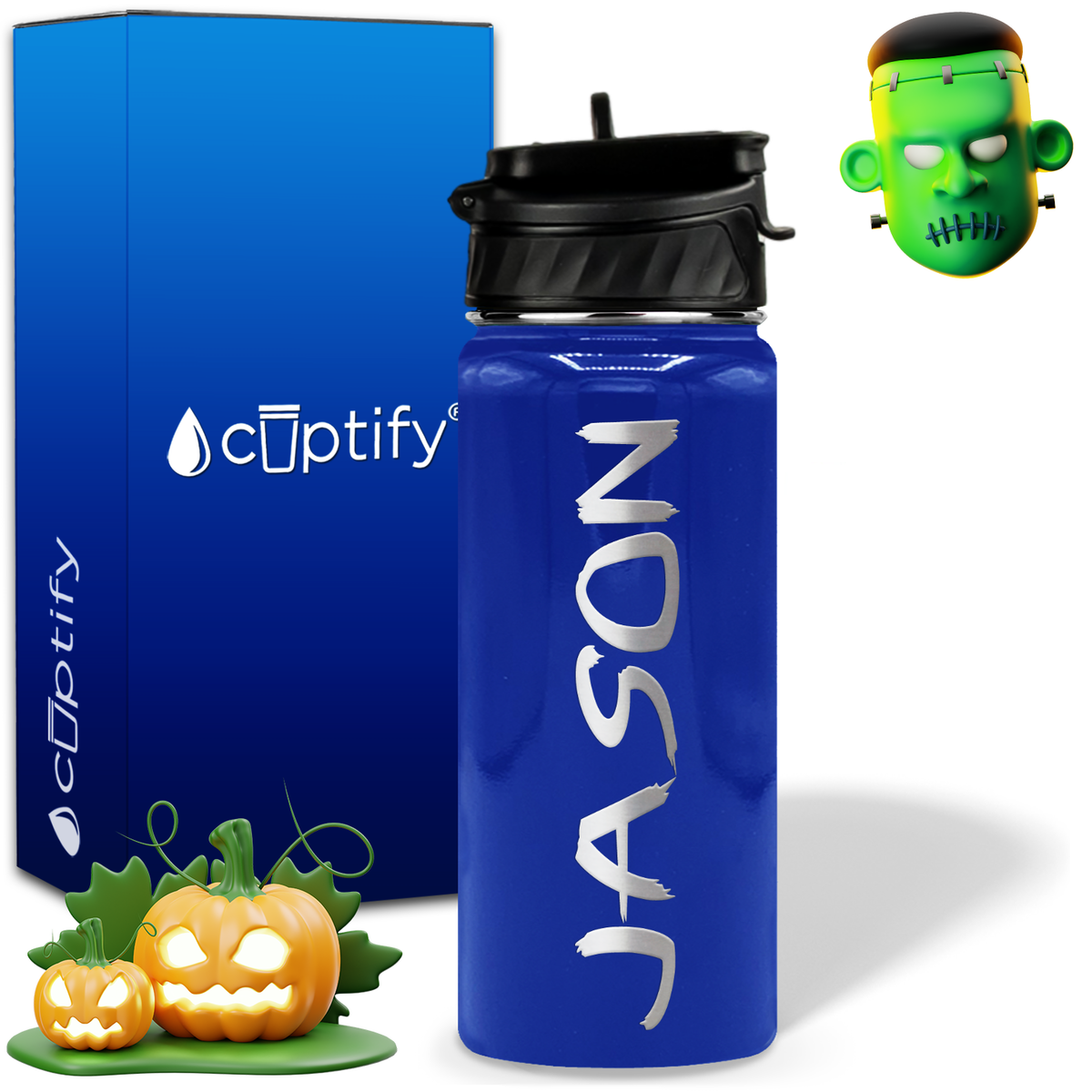 Personalized Scary Halloween Font on 18oz Wide Mouth