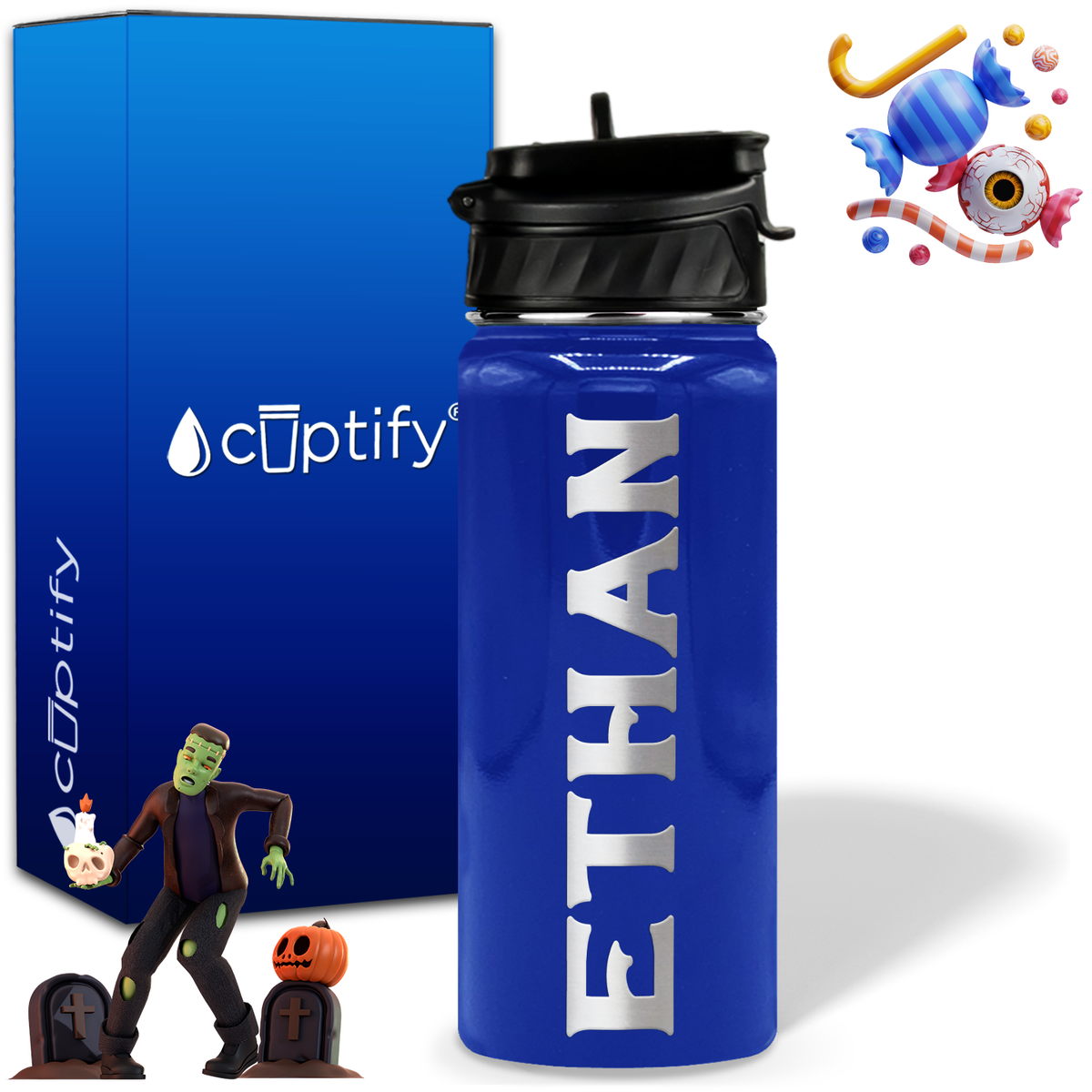 Personalized Grim Halloween on 18oz Custom Water Bottle