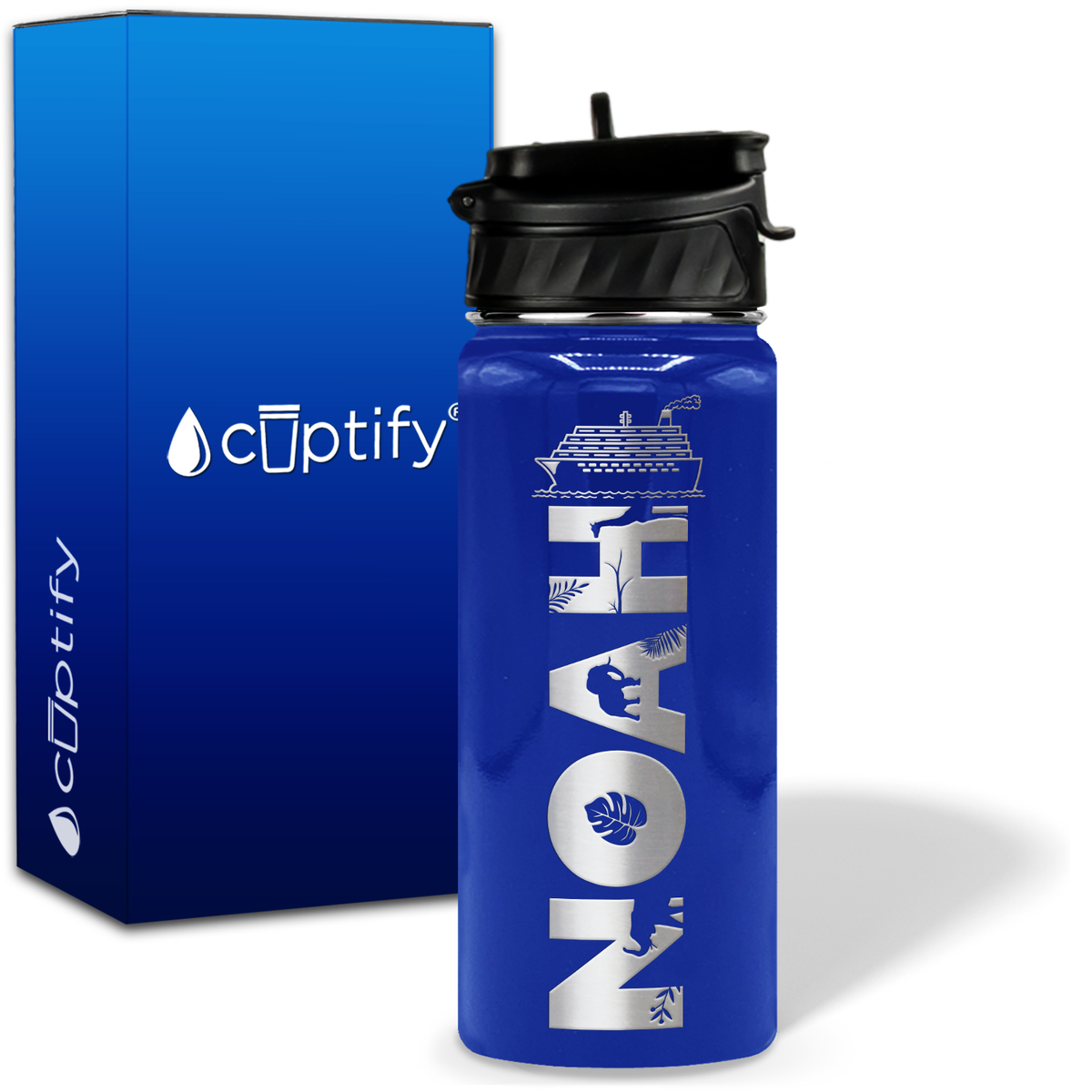 Personalized Ship with Name and Icon on 18oz Wide Mouth Kids Water Bottle