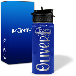 Personalized Truck with Name and Icon on 18oz Wide Mouth Kids Water Bottle