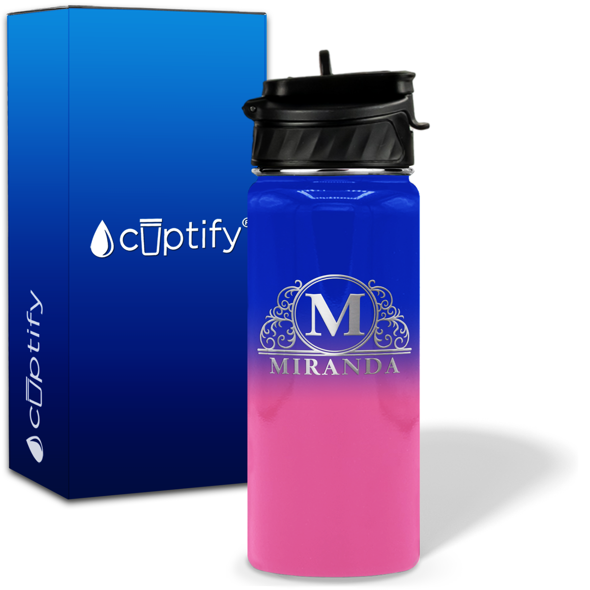 Personalized Elaborate Circle on 18oz Water Bottle