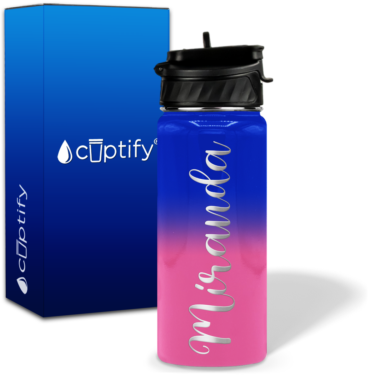 Personalized Miranda Style on 18oz Water Bottle