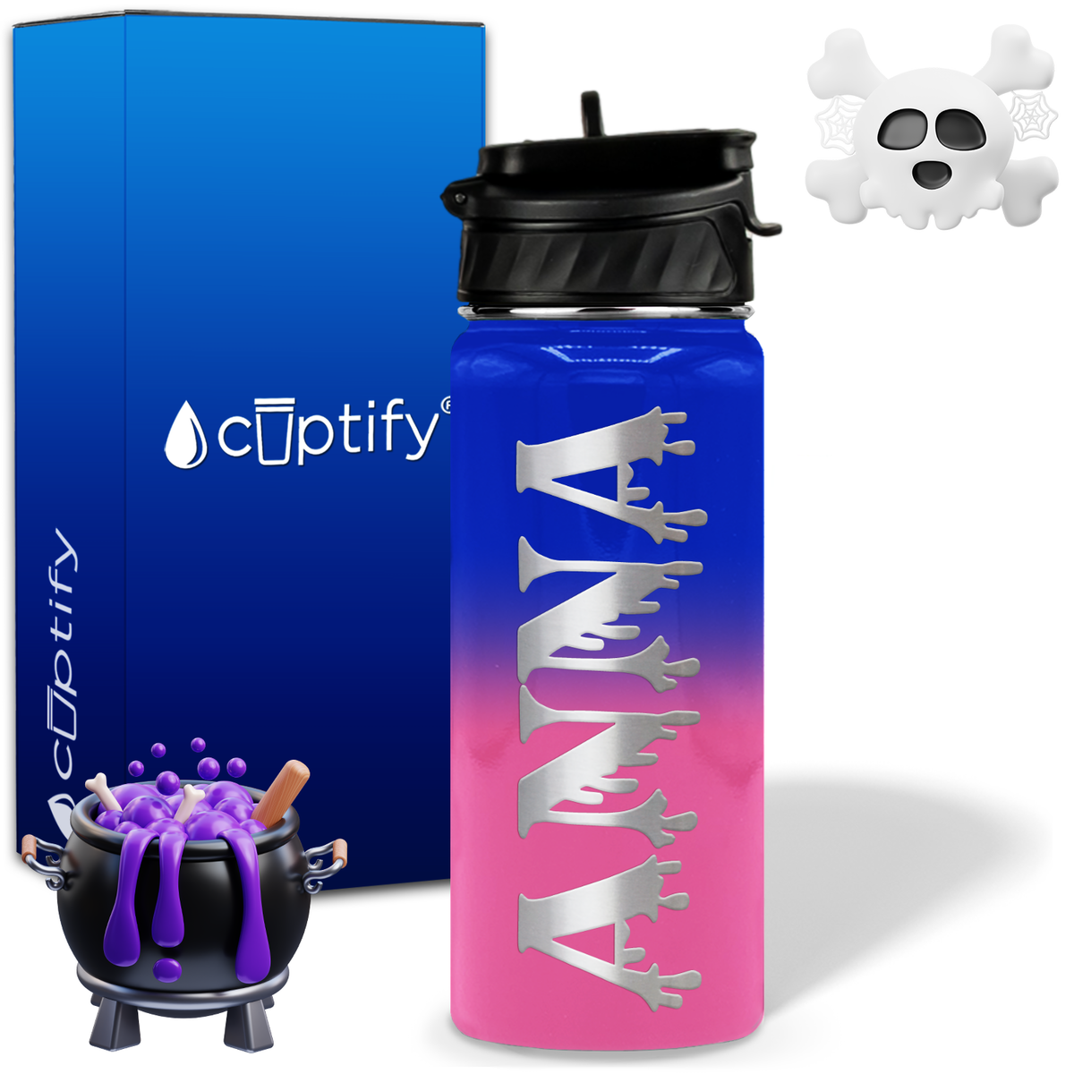 Personalized Bloody on Halloween 18oz Water Bottle