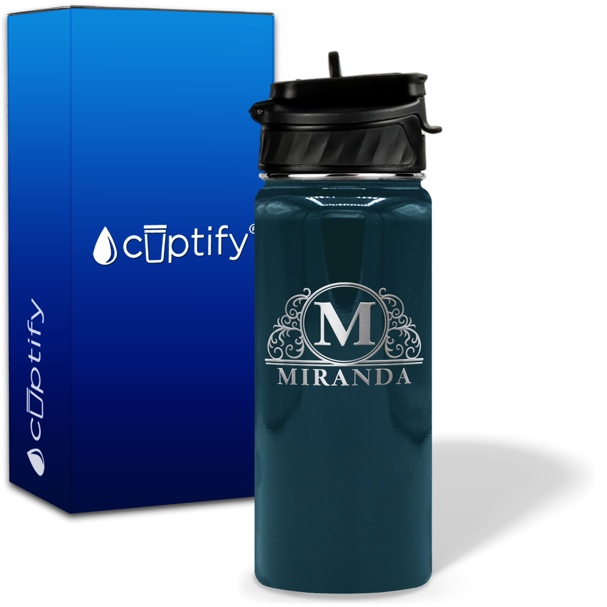 Personalized Elaborate Circle on 18oz Water Bottle
