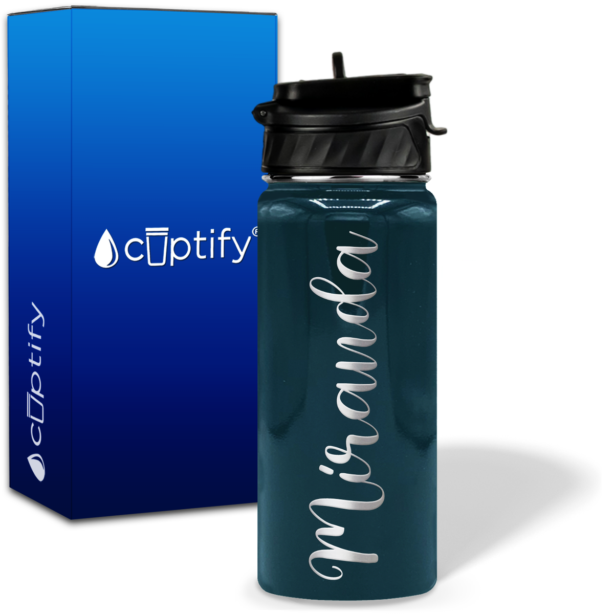 Personalized Miranda Style on 18oz Water Bottle