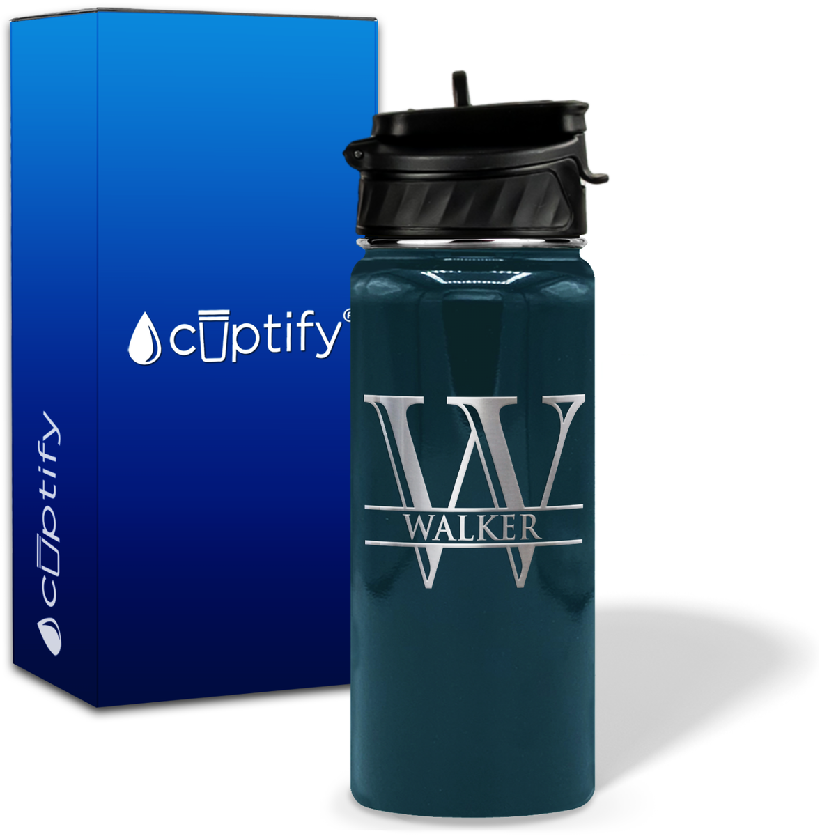 Split Script Monogram Personalized 18oz Water Bottle