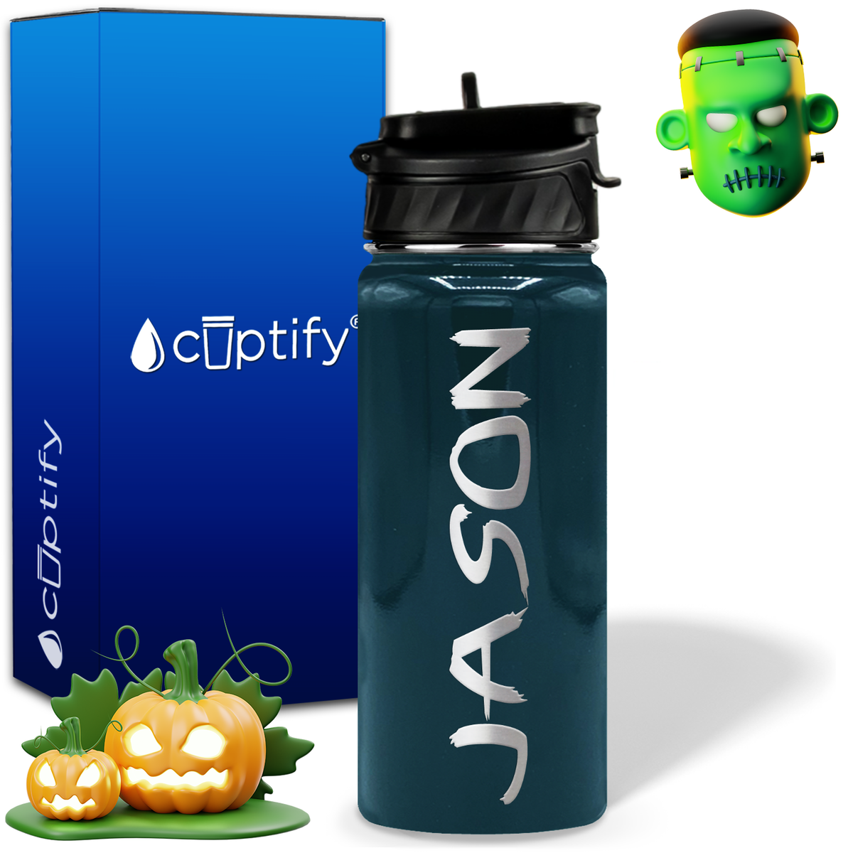 Personalized Scary Halloween Font on 18oz Wide Mouth