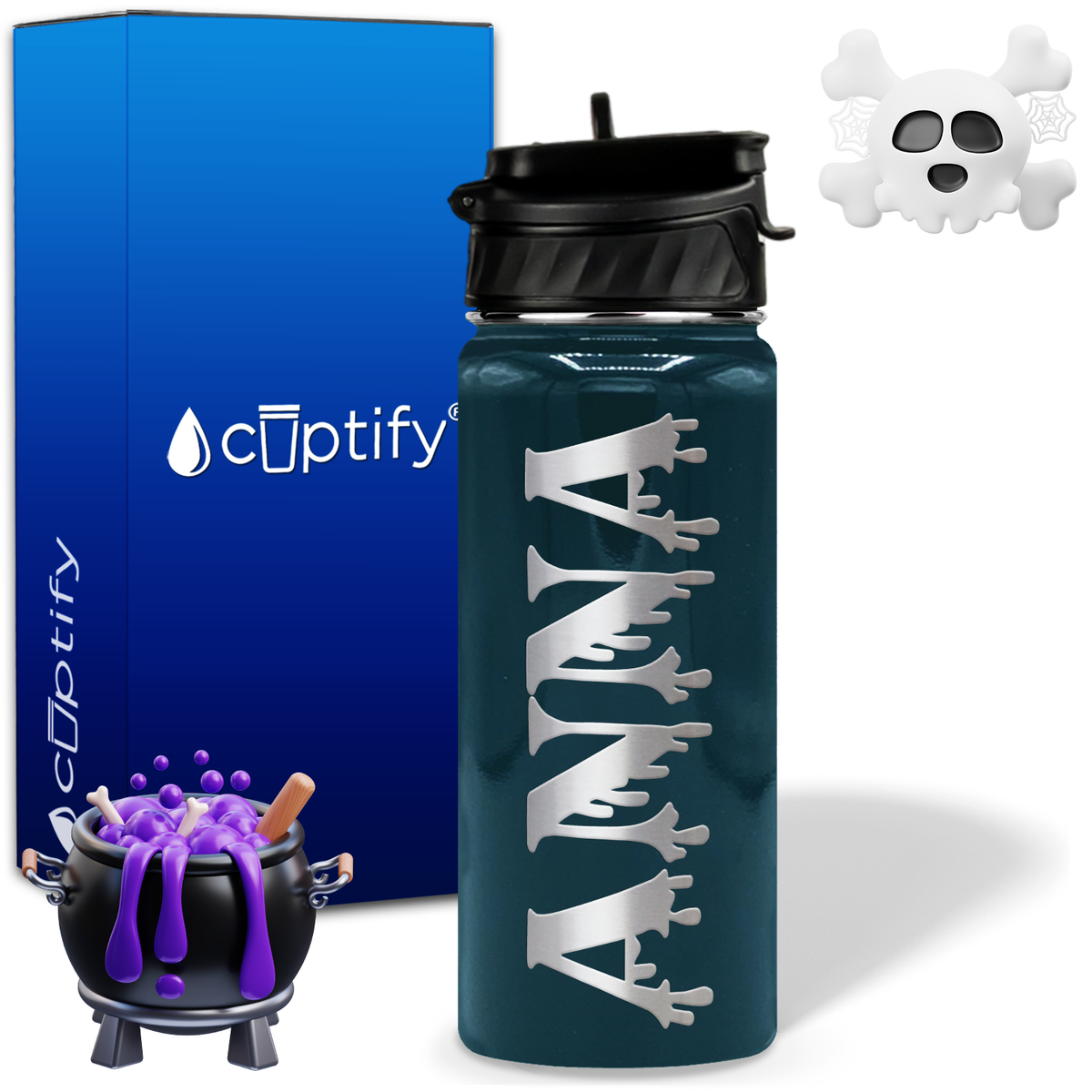 Personalized Bloody on Halloween 18oz Water Bottle