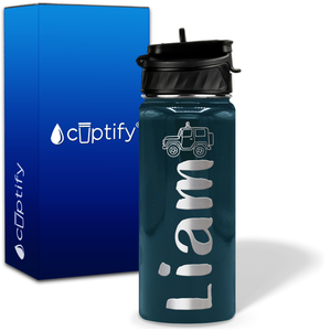 Personalized Jeep with Name and Icon on 18oz Wide Mouth Kids Water Bottle