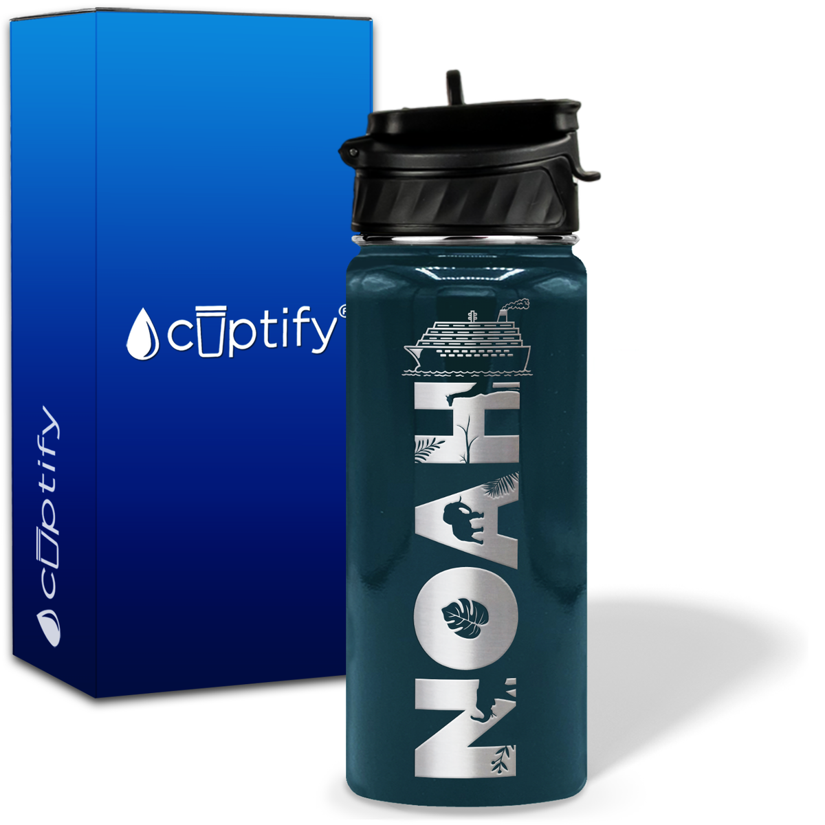 Personalized Ship with Name and Icon on 18oz Wide Mouth Kids Water Bottle