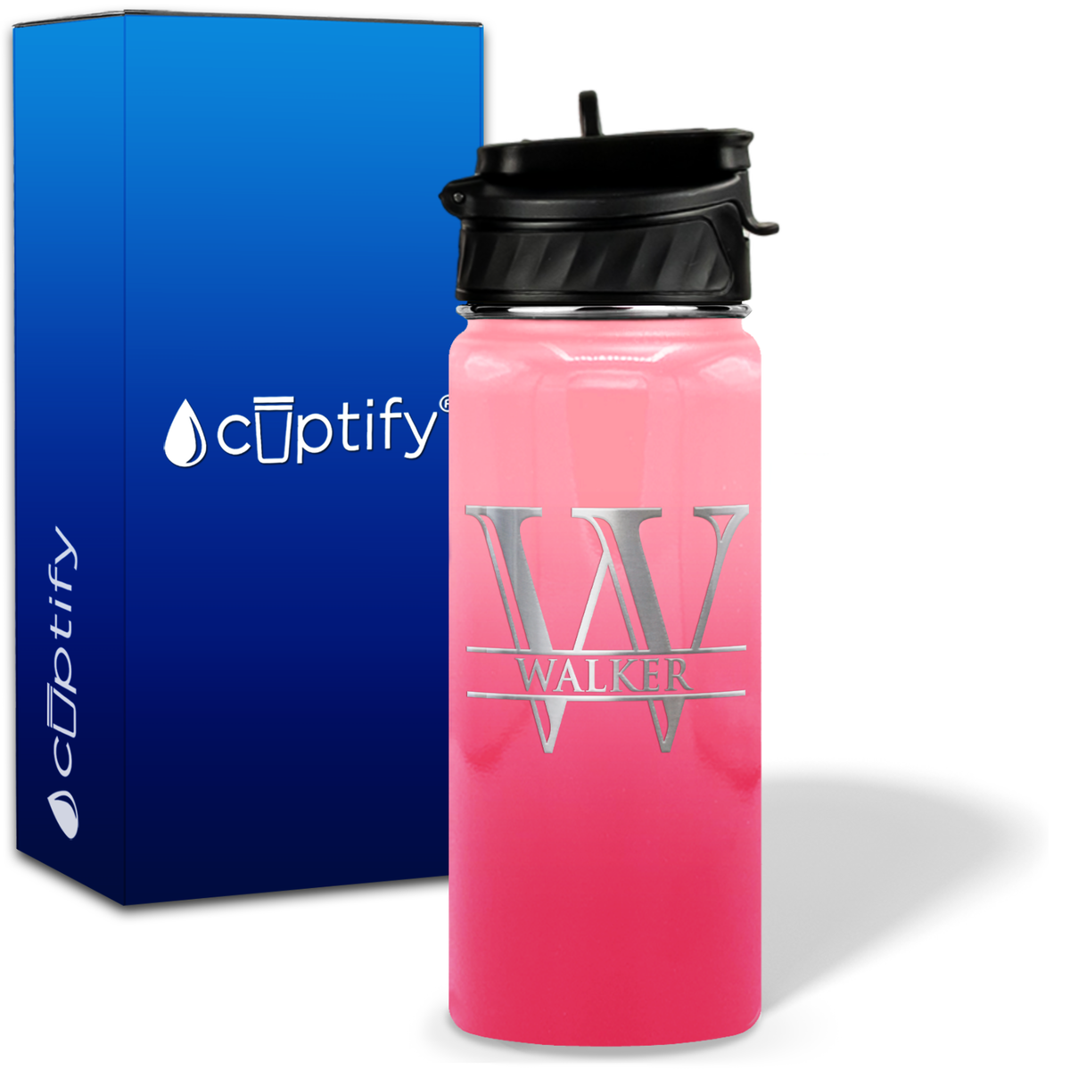 Split Script Monogram Personalized 18oz Water Bottle