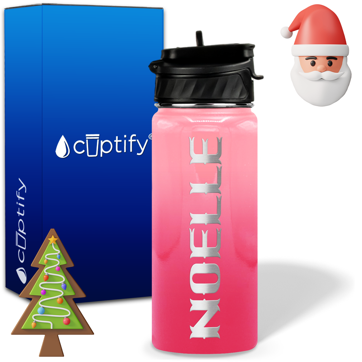 Personalized Claus Christmas on 18oz Custom Water Bottle