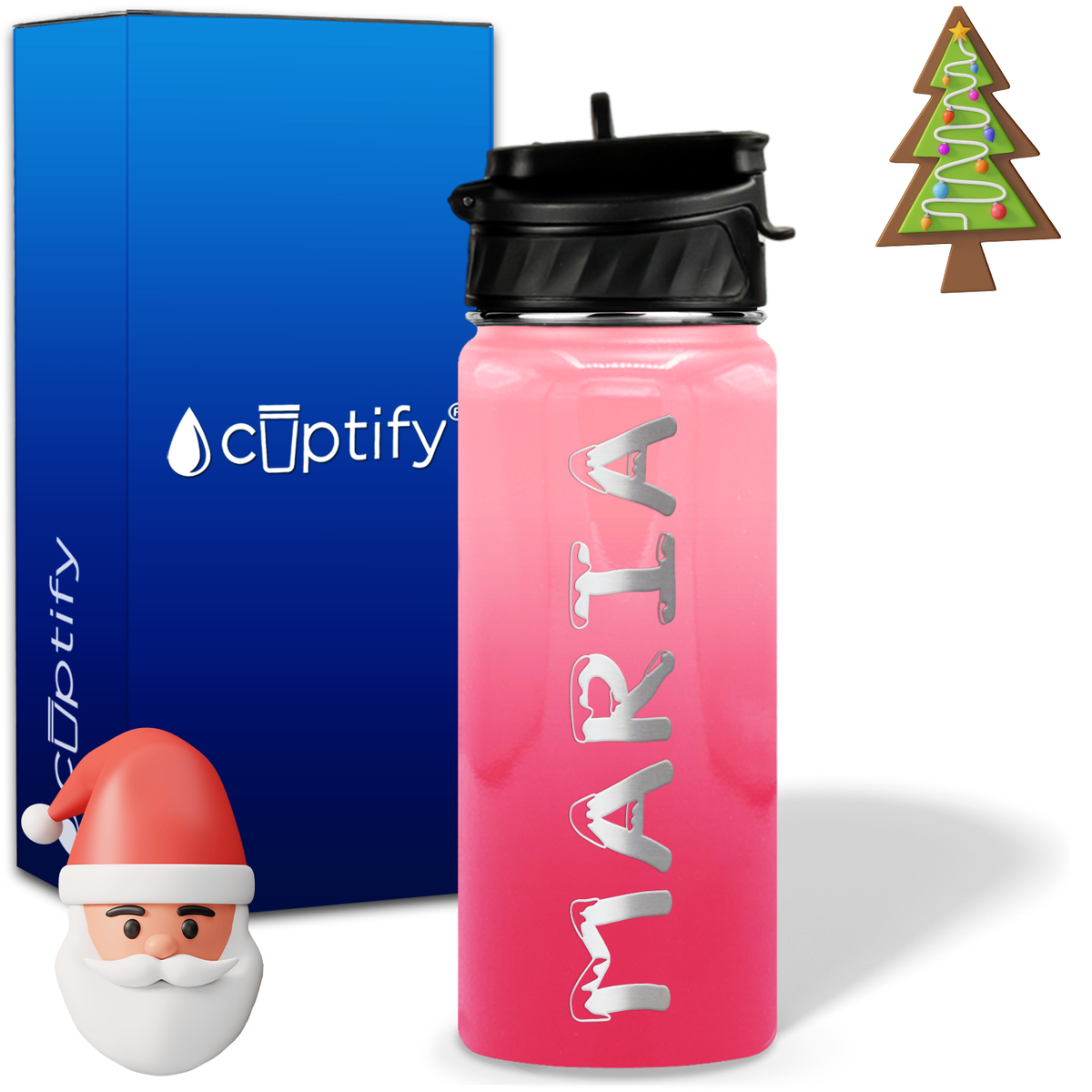 Personalized Snowy on 18oz Christmas Water Bottle