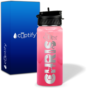 Personalized Fish with Name and Icon on 18oz Wide Mouth Kids Water Bottle