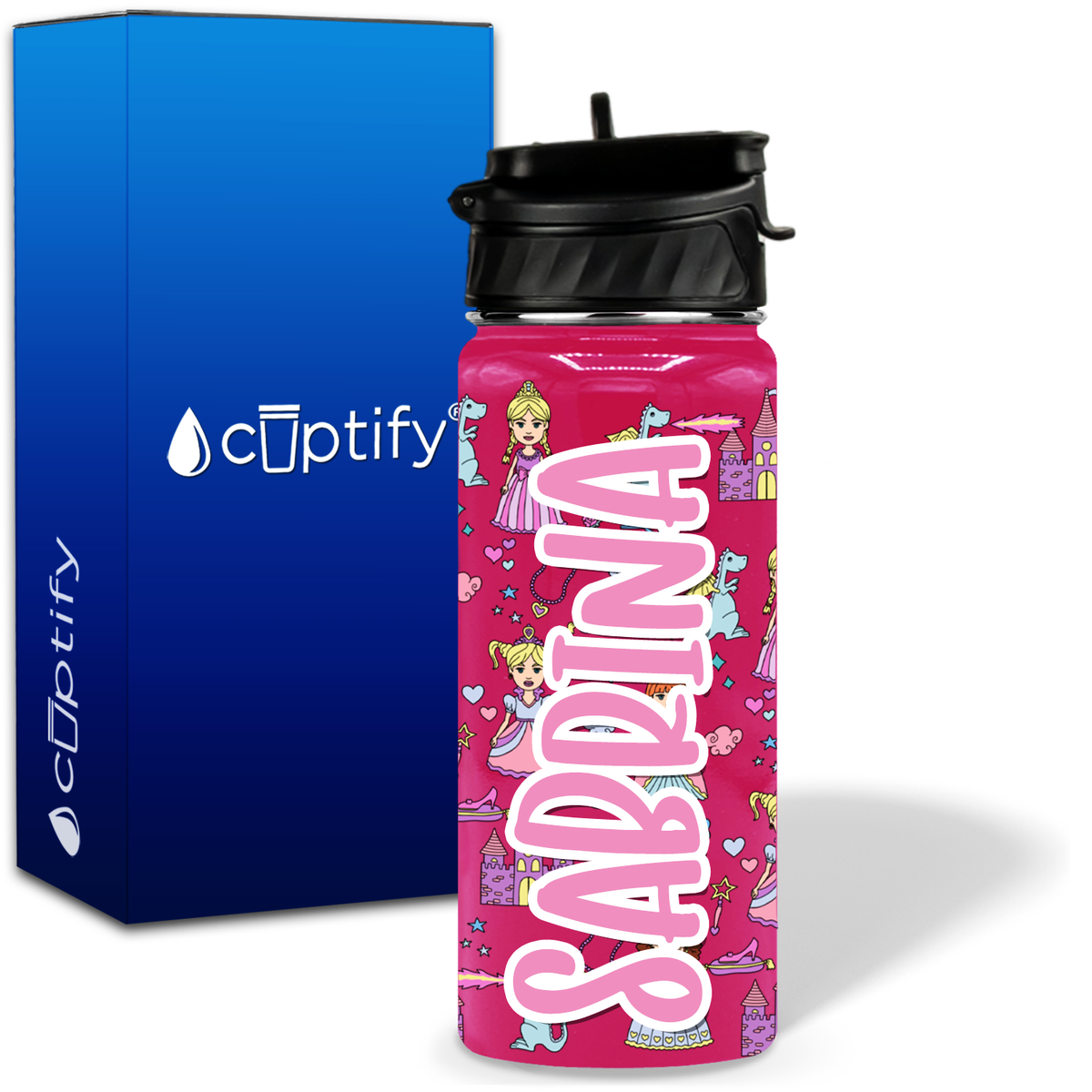 Princess Castle 18oz Personalized Kids Water Bottle