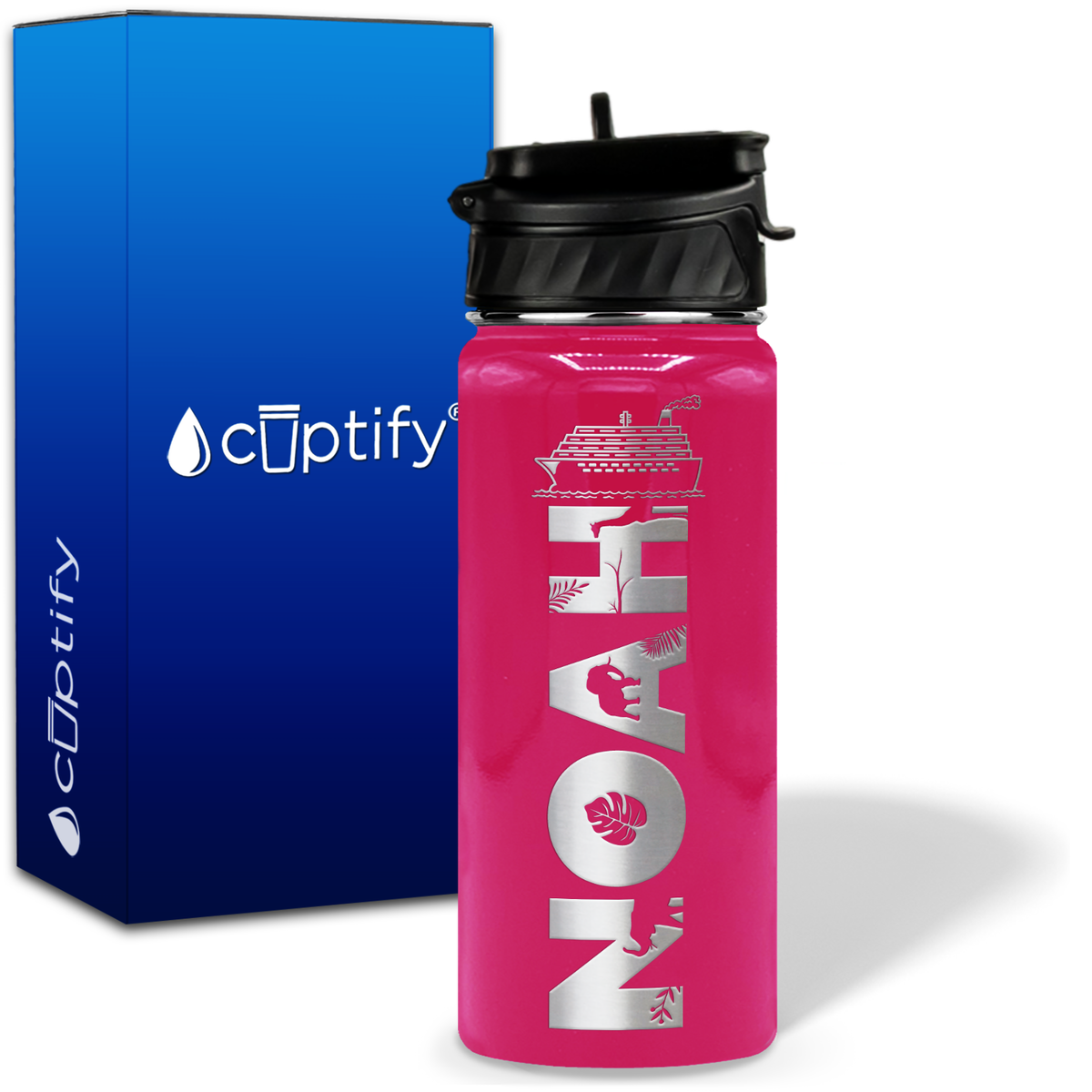 Personalized Ship with Name and Icon on 18oz Wide Mouth Kids Water Bottle